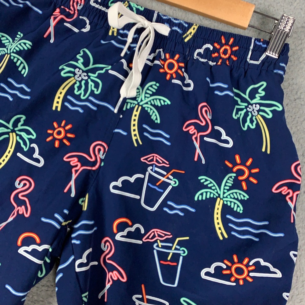 Chubbies Neon Nights Swim Trunks Shorts Men's Small S Navy Flamingo Palm Tree 7"